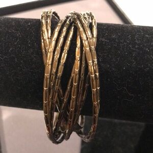 Vintage Bronze/Dark Gold Multi-Band Textured Stacking Bangle Bracelet